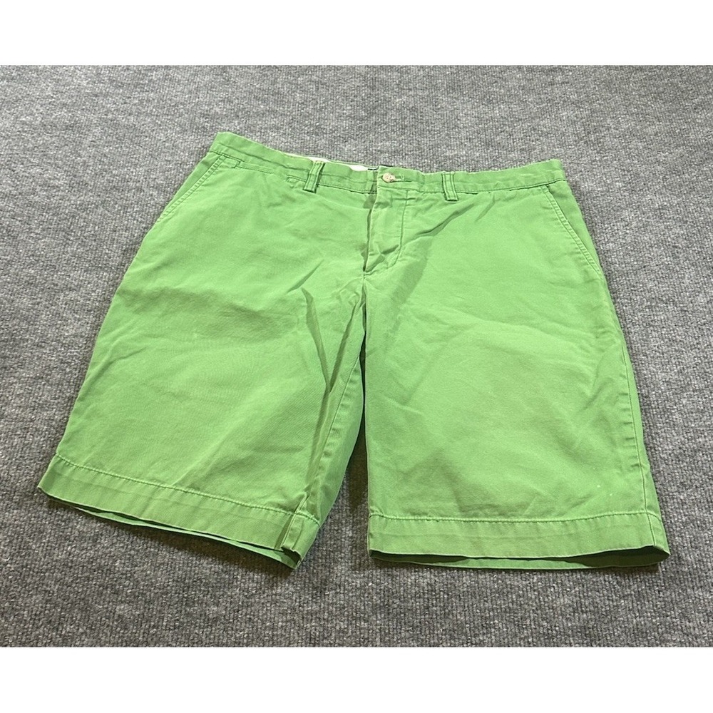 VTG Polo Ralph Lauren Green Chino Shorts Cotton Sz 34 Mens Golf Flat Front